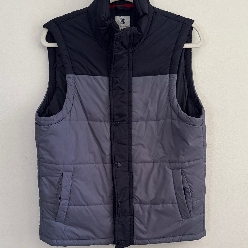 Men's Blue and Gray Puffer Vest